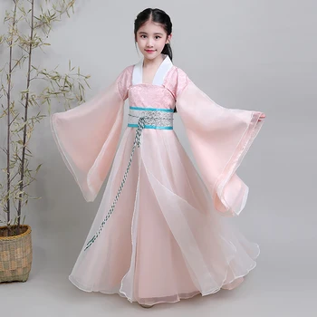 Düğün Akşam Elbise kız Han Fu Prenses Doğum Günü Partisi Dans Giyim Geleneksel Çin Çocuklar Cosplay Antik Gerçekleştirmek Elbiseler