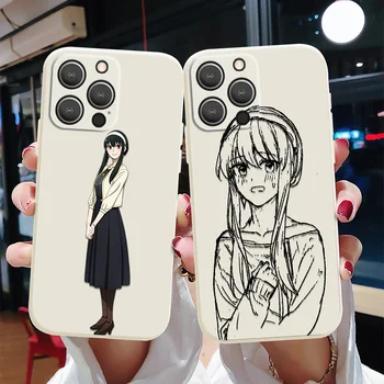 Manga Kız Karikatür Durumda iPhone 13 12 Mini 11 Pro Max XS X XR 7 8 Artı SE 2020 2022 Yumuşak TPU Koruma Fundas