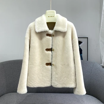 Yeni Merinos Kürk Ceket 2021 Kadın Sıcak Gerçek Kürk Kış Yeni Kuzu Kürk Ceket Bayanlar Kısa Kürk Yün Ceket Kadın Moda Ceket