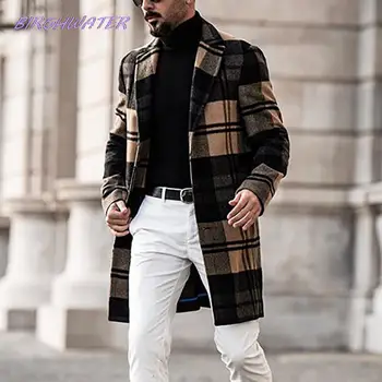 Erkek Yün Palto Kış Rahat Siper 2022 Yeni Patchwork erkek Slim Fit Rüzgarlık Uzun Ceket Sıcak Ceketler Homme Artı Boyutu